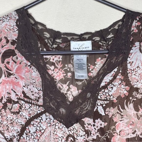 EMMA JAMES Petite Paisley Floral Lace Top - Size 6 Petite - Picture 3 of 6